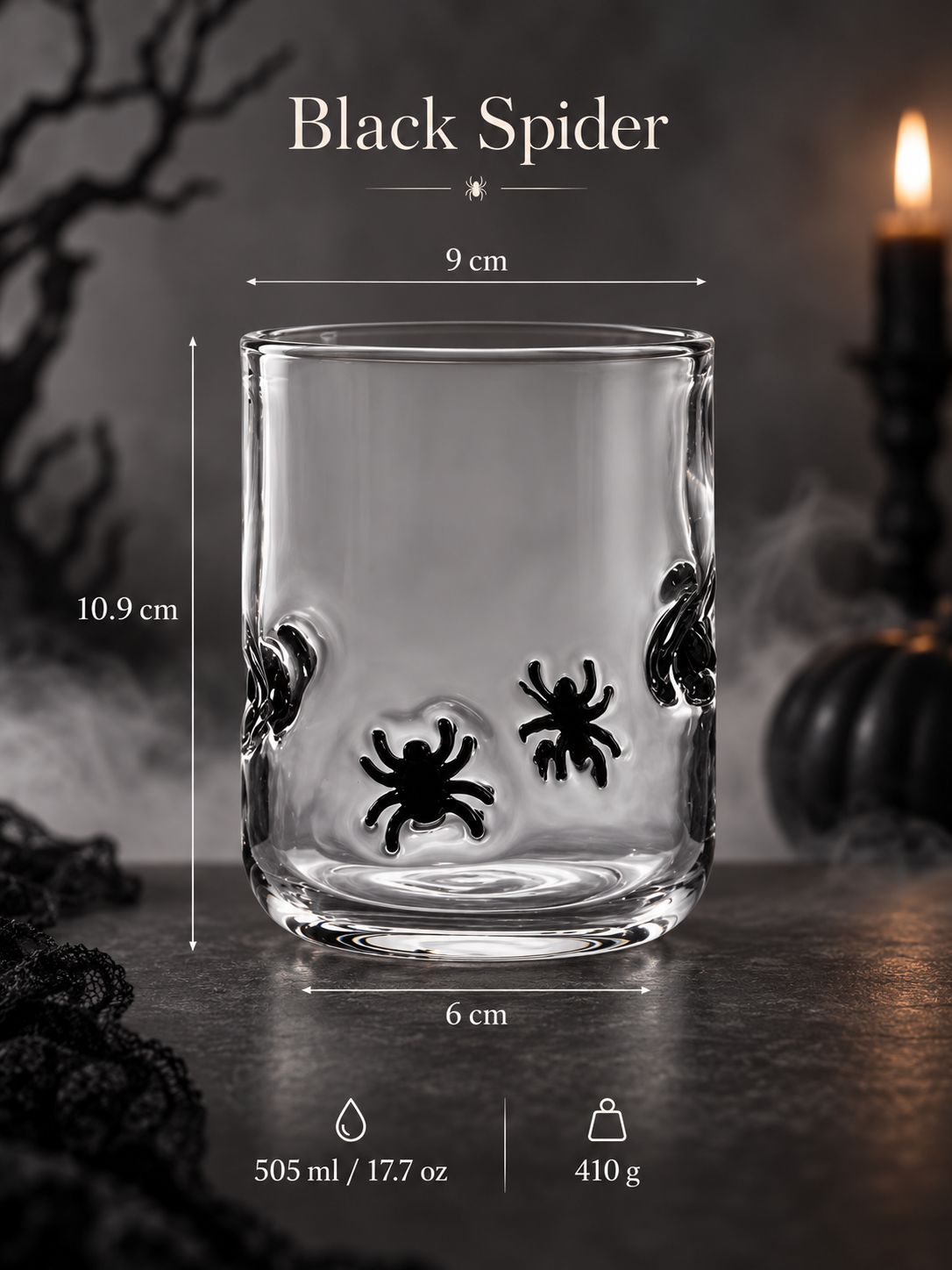 🎃 Festive 3D Appliqué Glass Tumbler – Halloween & Christmas Holiday Drinkware