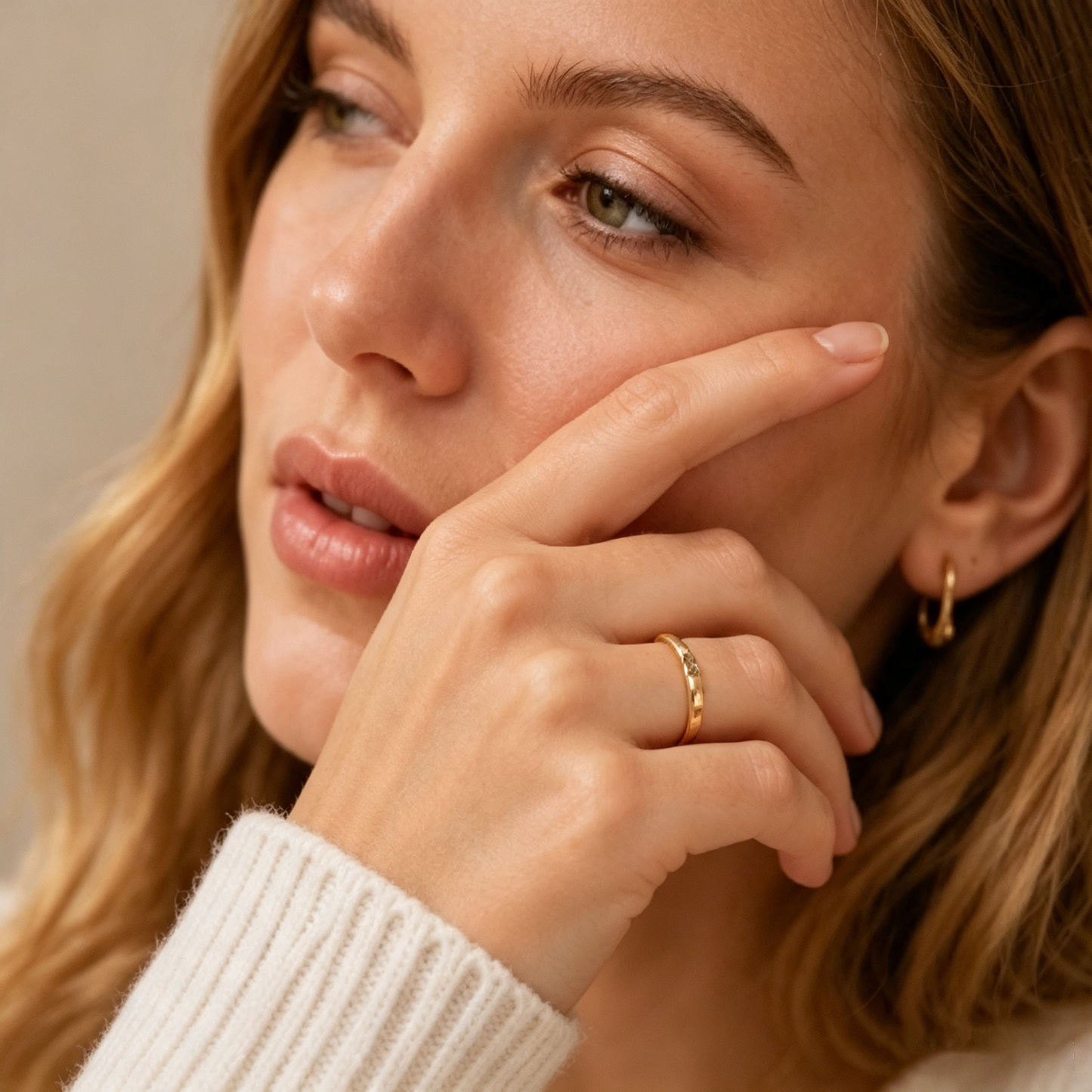 🎁14K Gold Filled Ring Gold Initial Ring Dainty Gold Simple Letter Band Rings