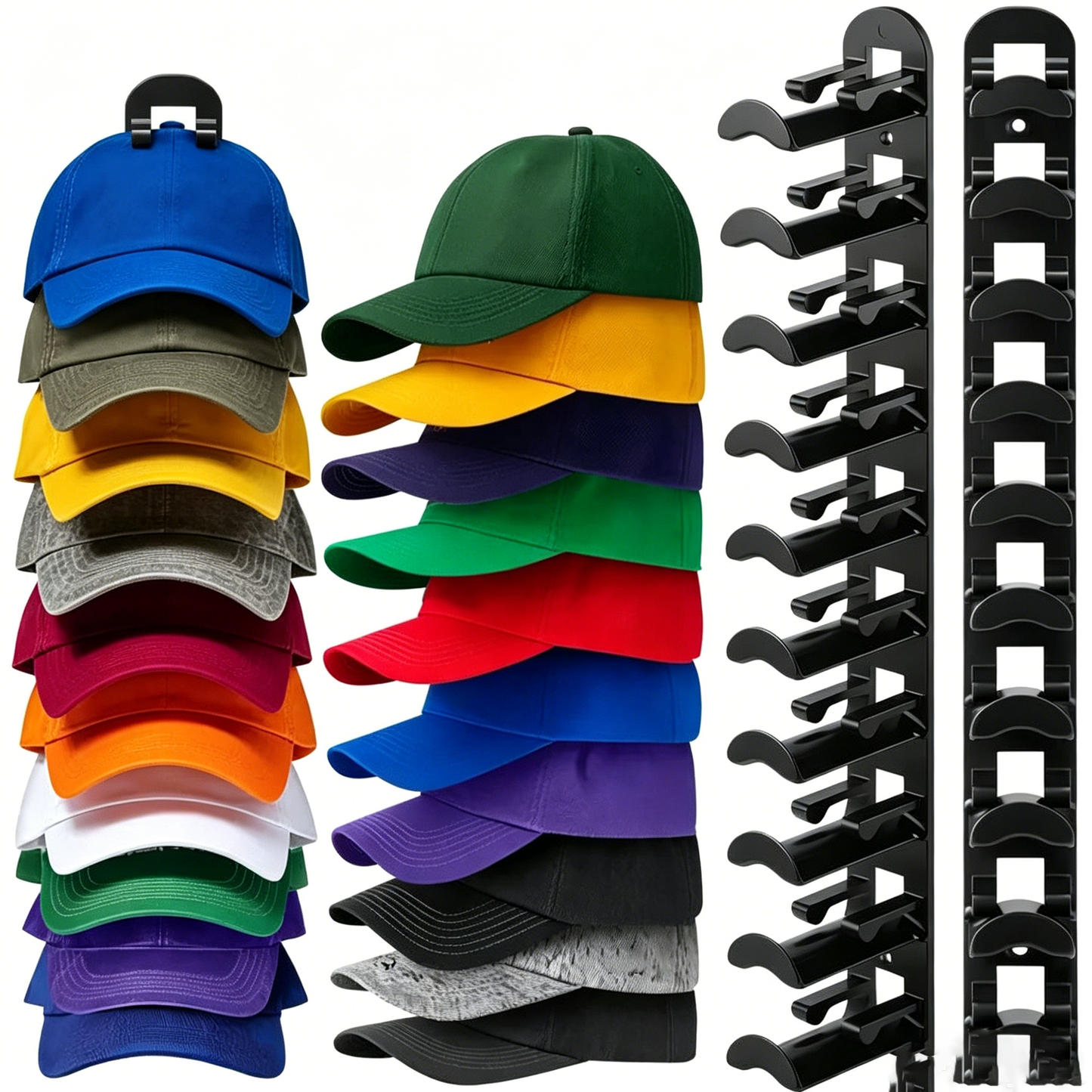🧢 Vertical Adhesive Wall Hat Rack Organizer (2-Pack)