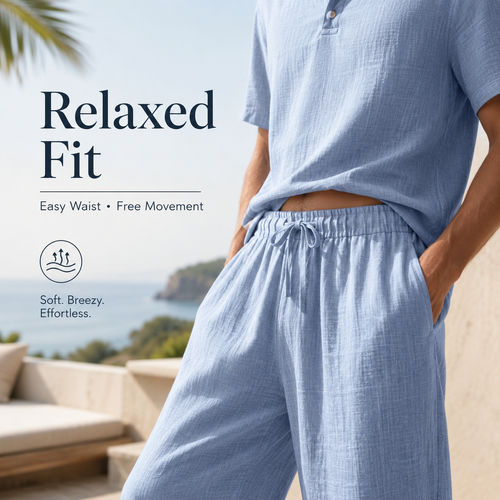 Ultimate Summer Comfort: Men’s Premium Linen Two-Piece Set