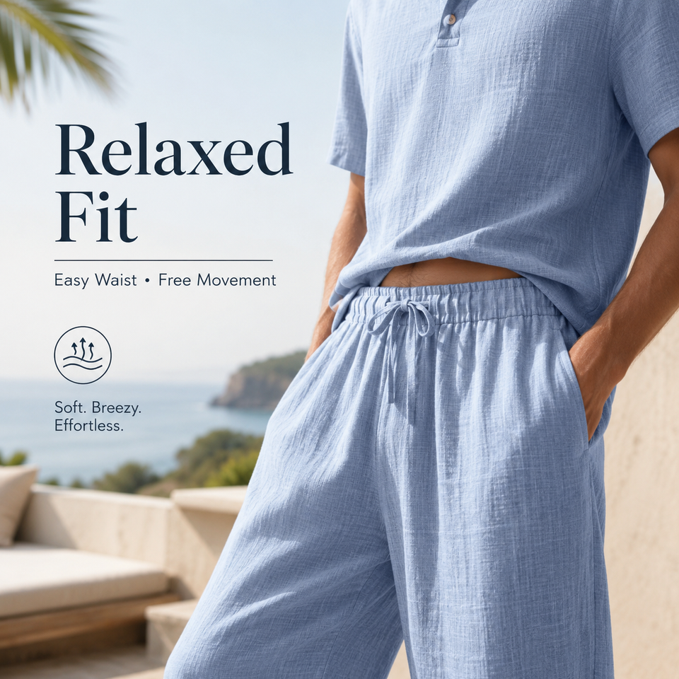 Ultimate Summer Comfort: Men’s Premium Linen Two-Piece Set