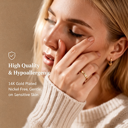 🎁14K Gold Filled Ring Gold Initial Ring Dainty Gold Simple Letter Band Rings