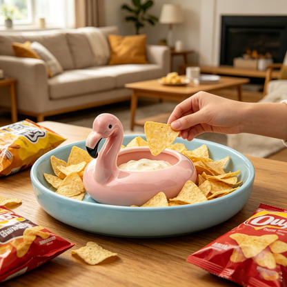 Flamingo Pool Float Chip and Dip Platter
