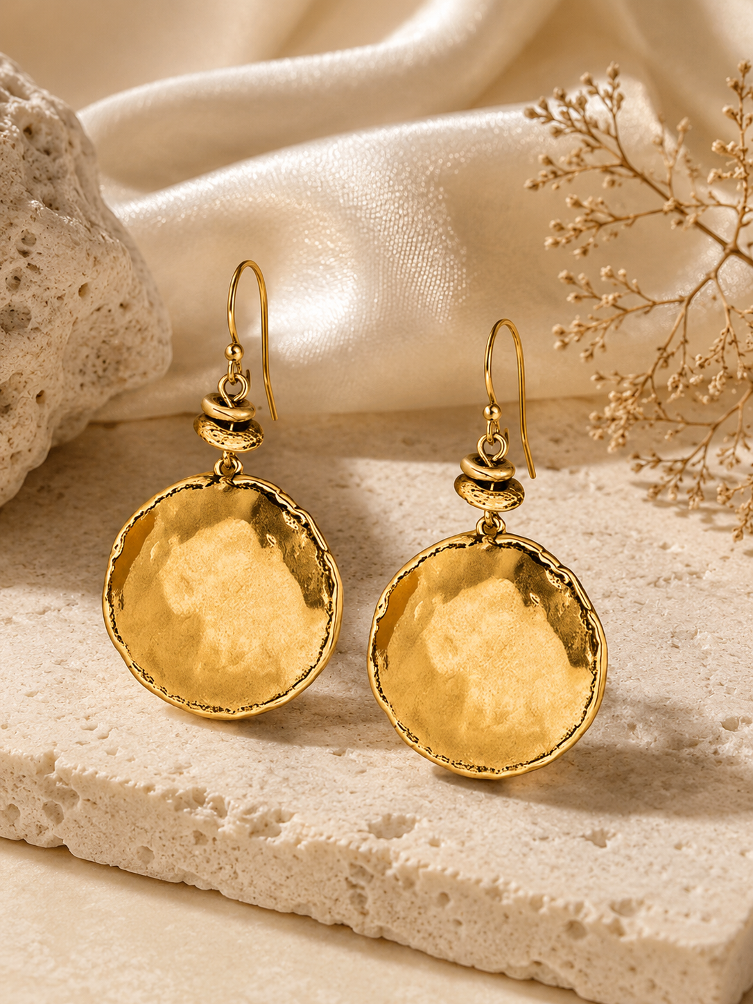 💫Vintage Hammered Metal Drop Earrings– Lightweight Geometric Statement Jewellery ✨
