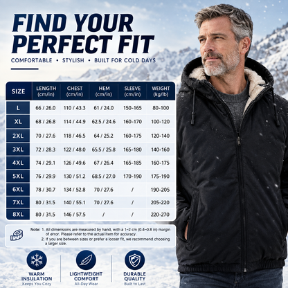 🧥 Men's Wool-Lined Hooded Winter Jacket with Zipper Pockets ❄️