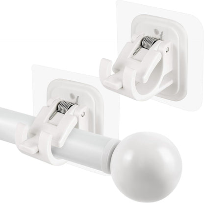 8PCS No-Drill Self-Adhesive Curtain Rod Brackets – Heavy Duty Wall Hooks for Curtain Rods, Damage-Free Installation