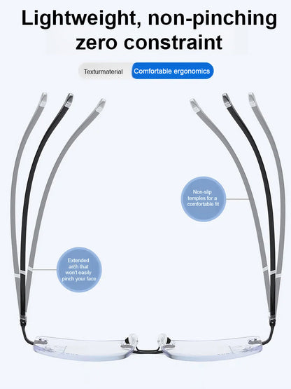 Diamond Edge Frameless Glasses – Blue Light Blocking Clear Readers for Men & Women