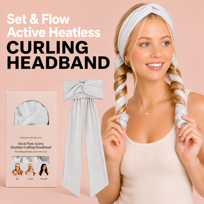 💆‍♀️Heather Gray Active Curling Headband – Heatless Hair Curler for Soft Waves & Curls