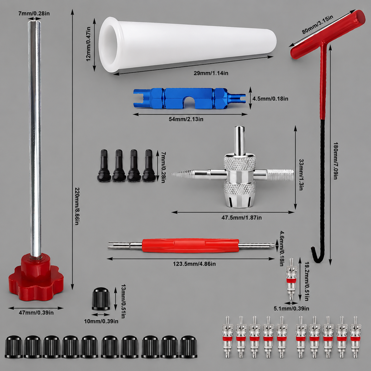 🔧30-piece quick tire valve removal and replacement tool kit