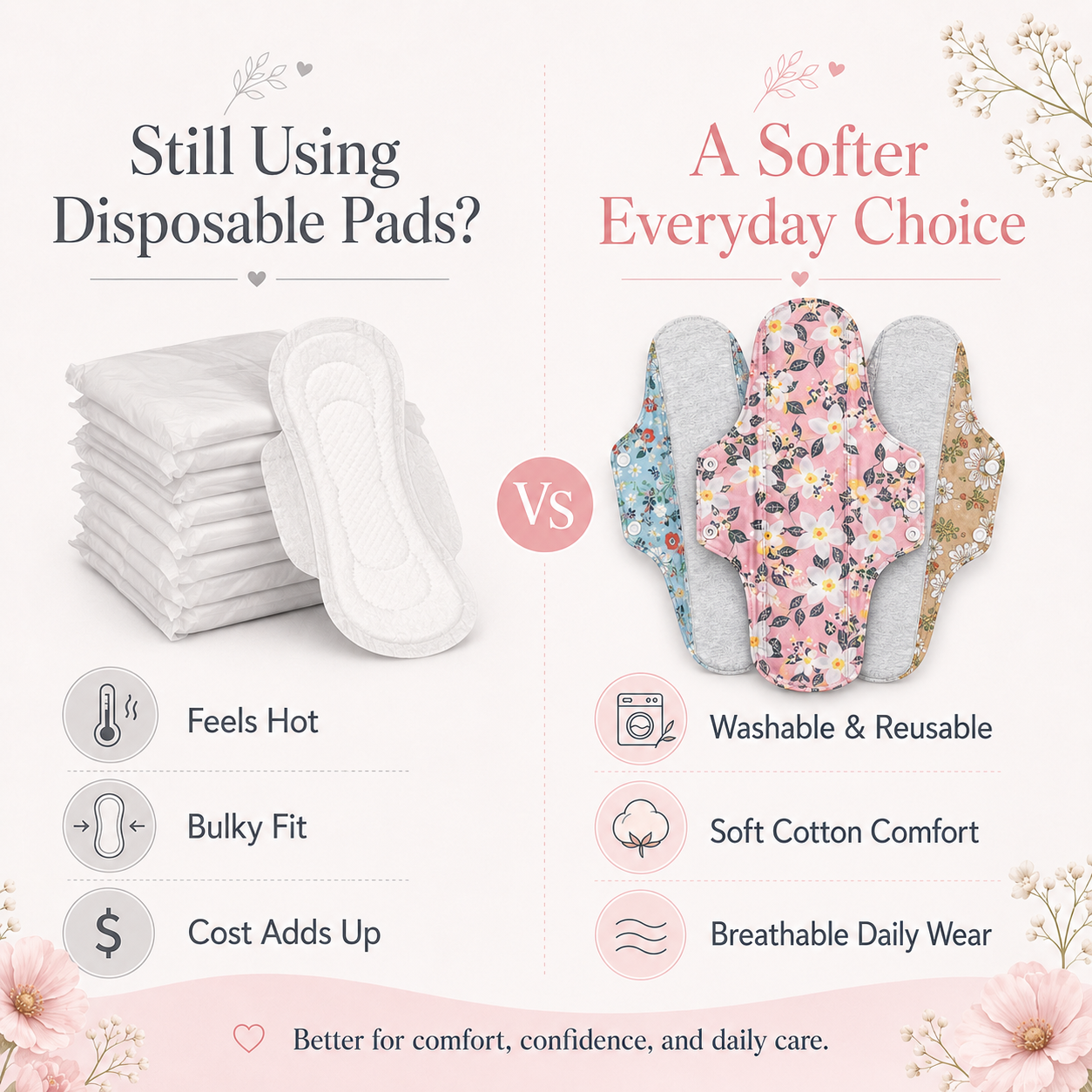 ✨5/10PCS Reusable Leak Protection Pads for Women – Soft, Washable & Breathable Daily Care