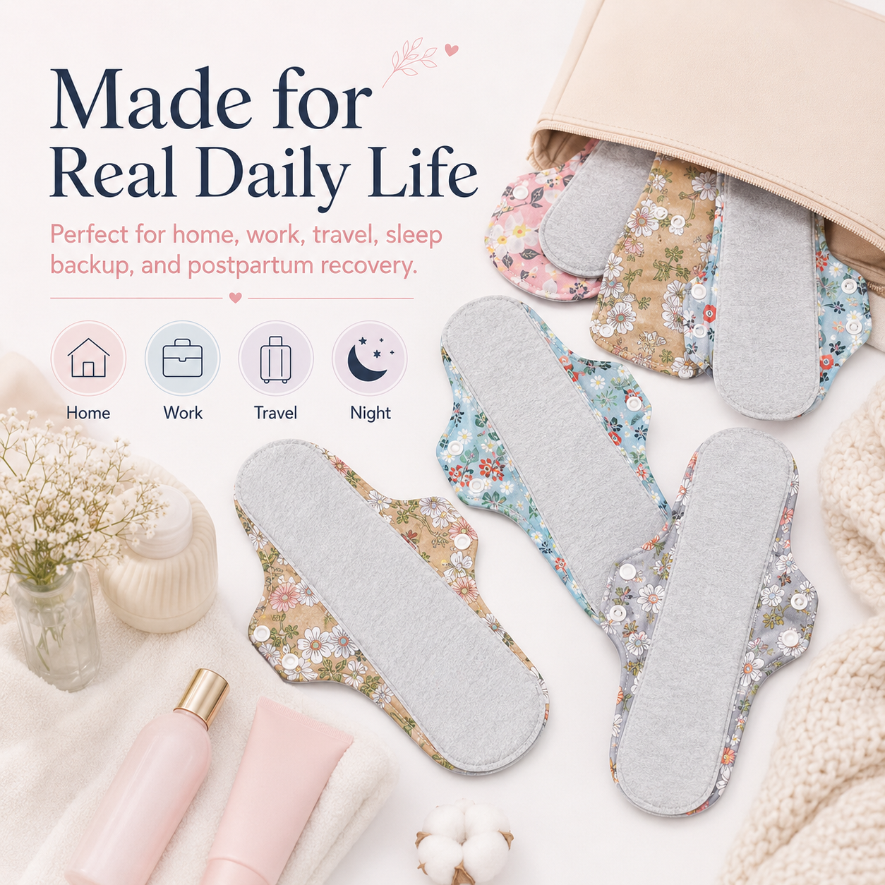 ✨5/10PCS Reusable Leak Protection Pads for Women – Soft, Washable & Breathable Daily Care