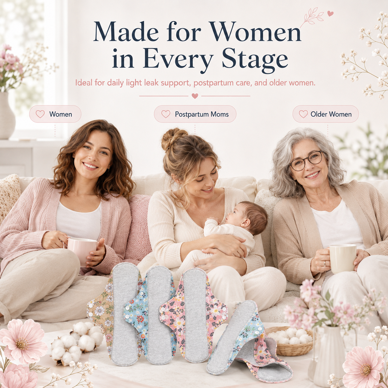 ✨5/10PCS Reusable Leak Protection Pads for Women – Soft, Washable & Breathable Daily Care