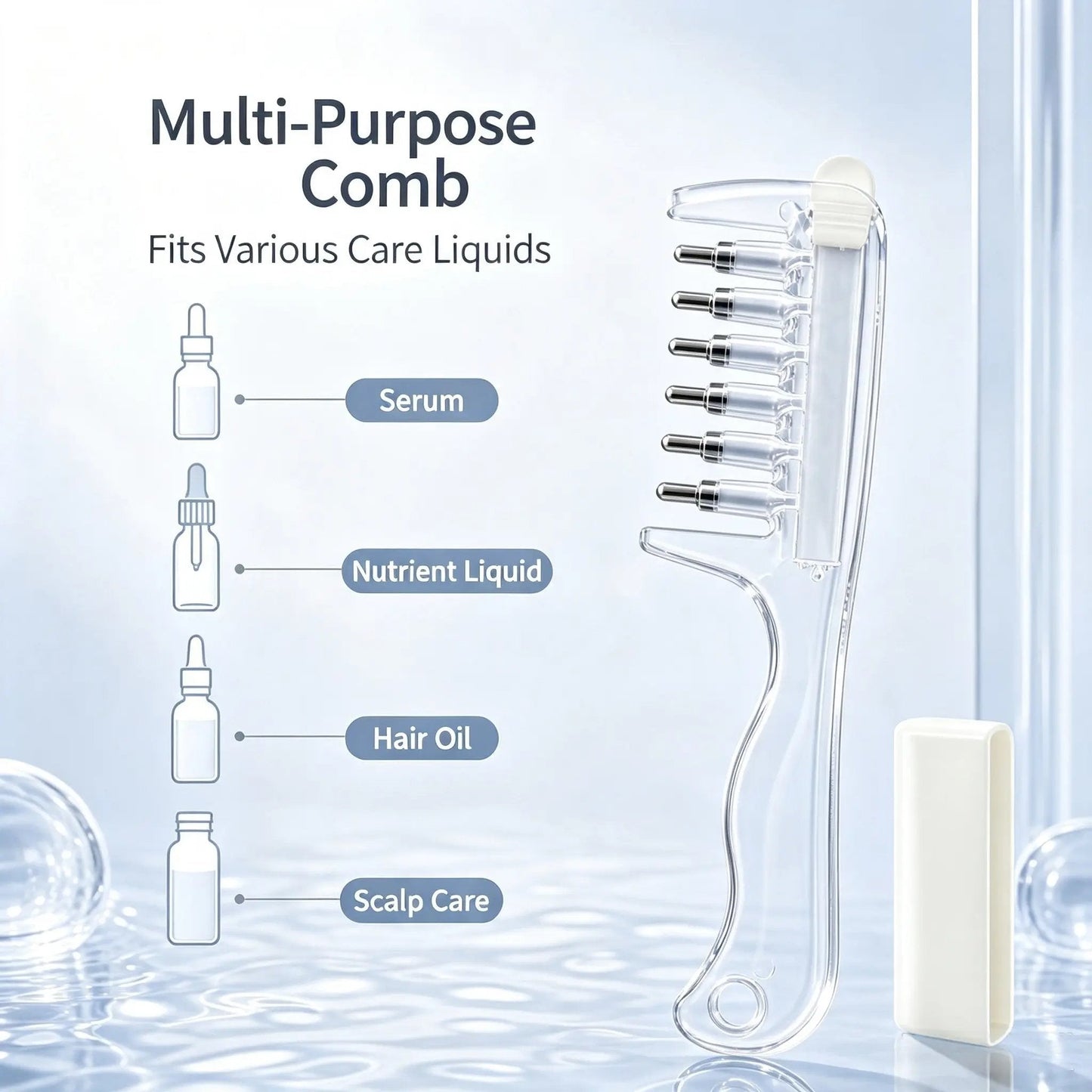 💧Refillable Scalp Oil Applicator Comb – Evenly applies serum to the roots.