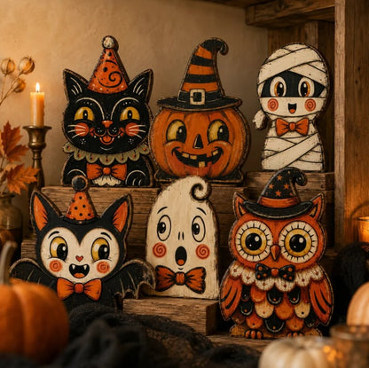 Vintage Halloween Wooden Character Tabletop Decor
