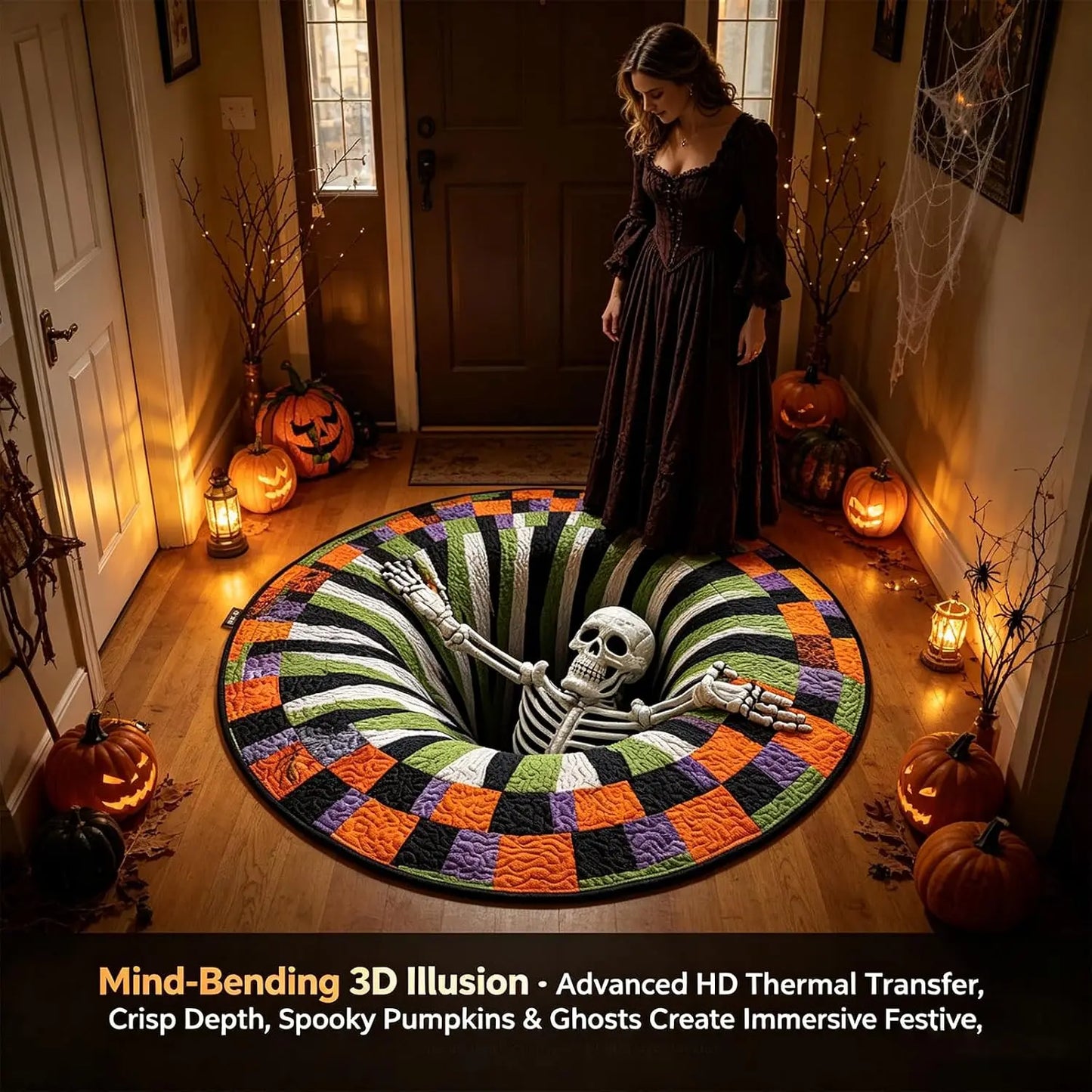 🔥 Last Day 30% OFF — 3D Skeleton Vortex Halloween Rug