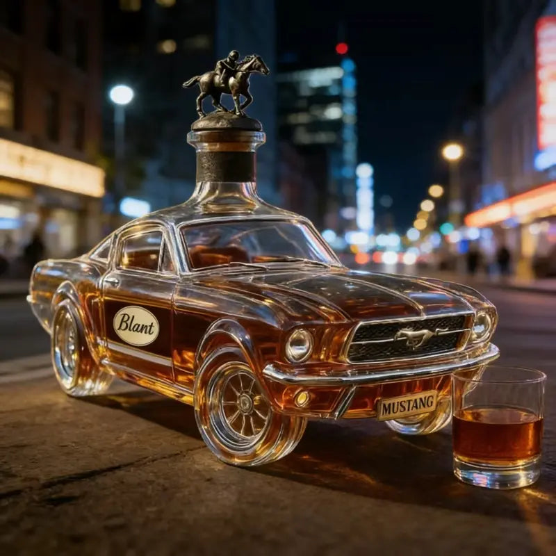 🔥Vintage Racing Car Crystal Glass Whiskey Decanter🥃