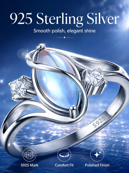 925 Silver Rainbow Moonstone Ring✨Jewelry Trend