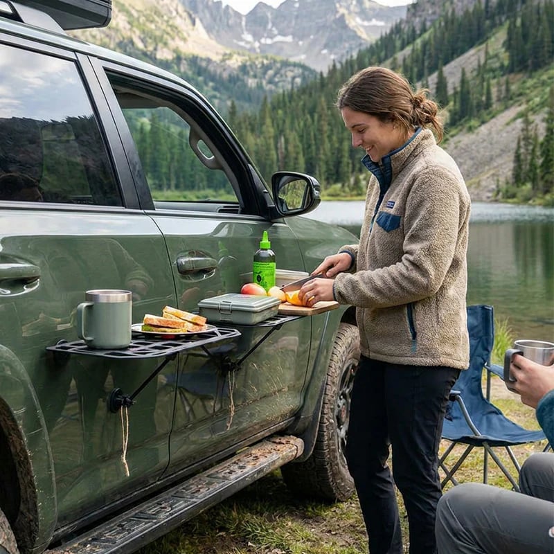 Rugged Magnetic Vehicle Table | Portable Camping Table with Mesh Surface