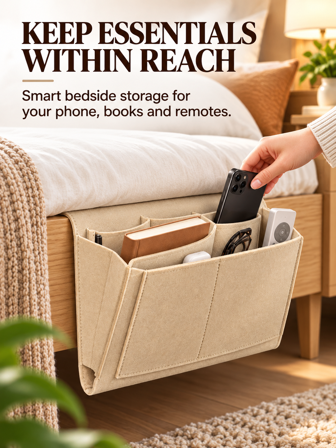 🔥 50% OFF Bedside Hanging Organizer – Keep Essentials Within Reach