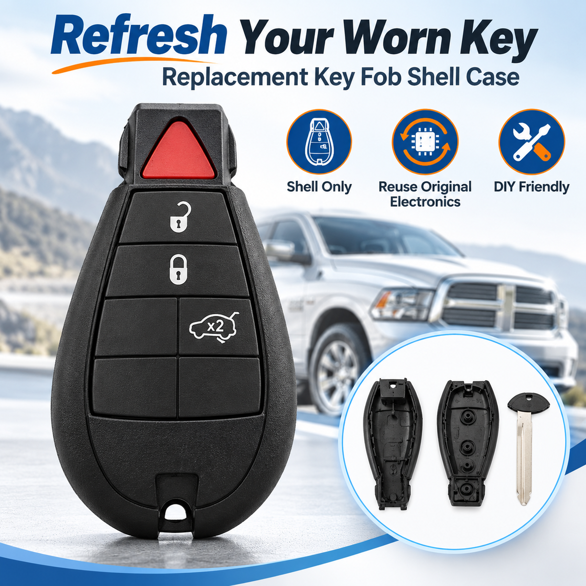 🚗Auto Trend｜Daily 1000+ Sold｜WOAOW Key Fob Replacement Shell