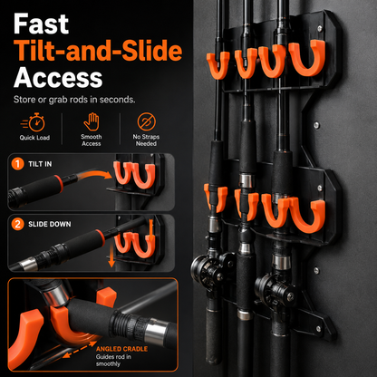 Heavy-Duty 10-Rod Garage Fishing Pole Holder – Wall & Ceiling Mount Organizer