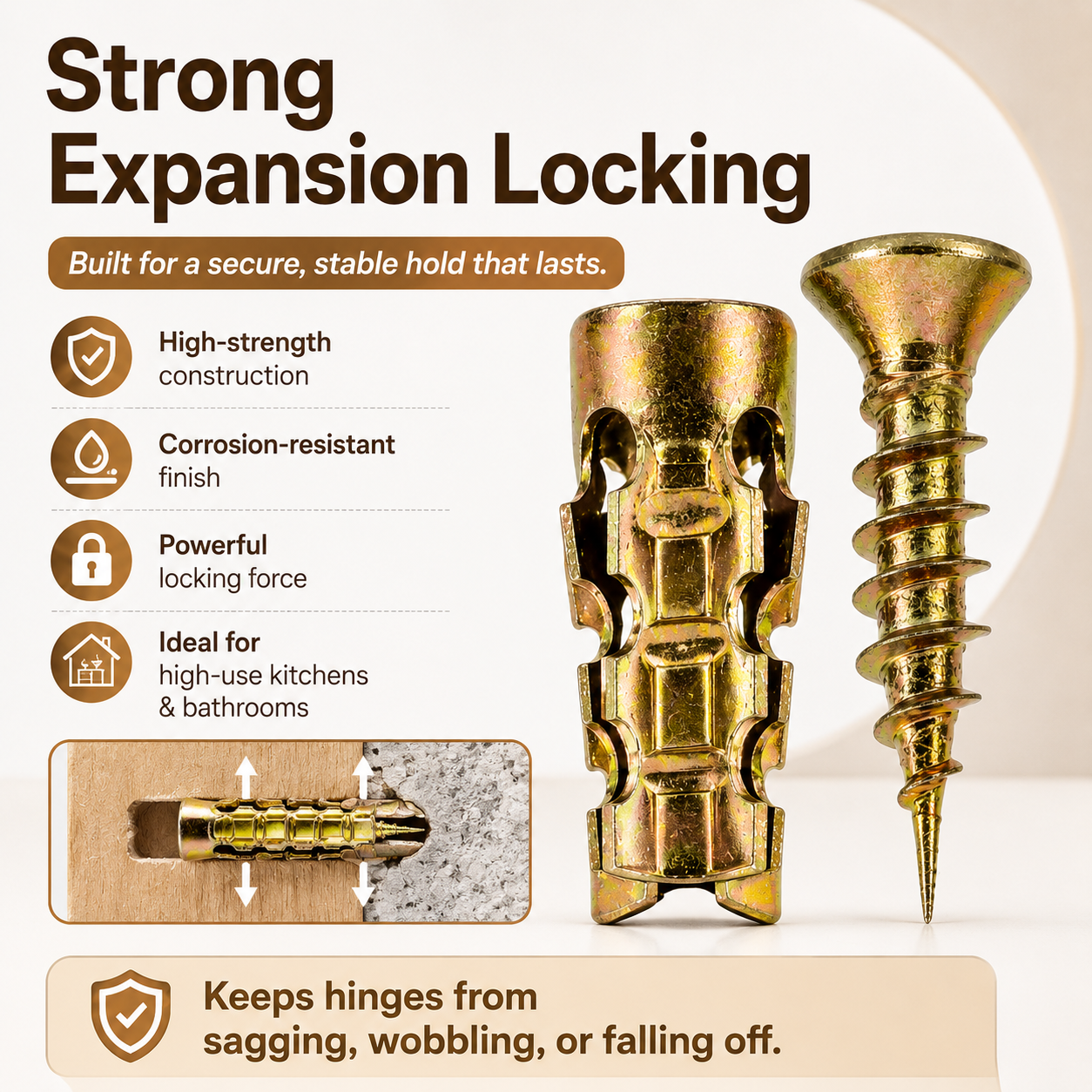 🔩 6×14mm Short Expansion Screw Set for Cabinet Hinge Repair & Stripped Thread Restoration