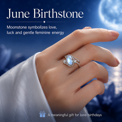 925 Sterling Silver Rainbow Moonstone Ring
