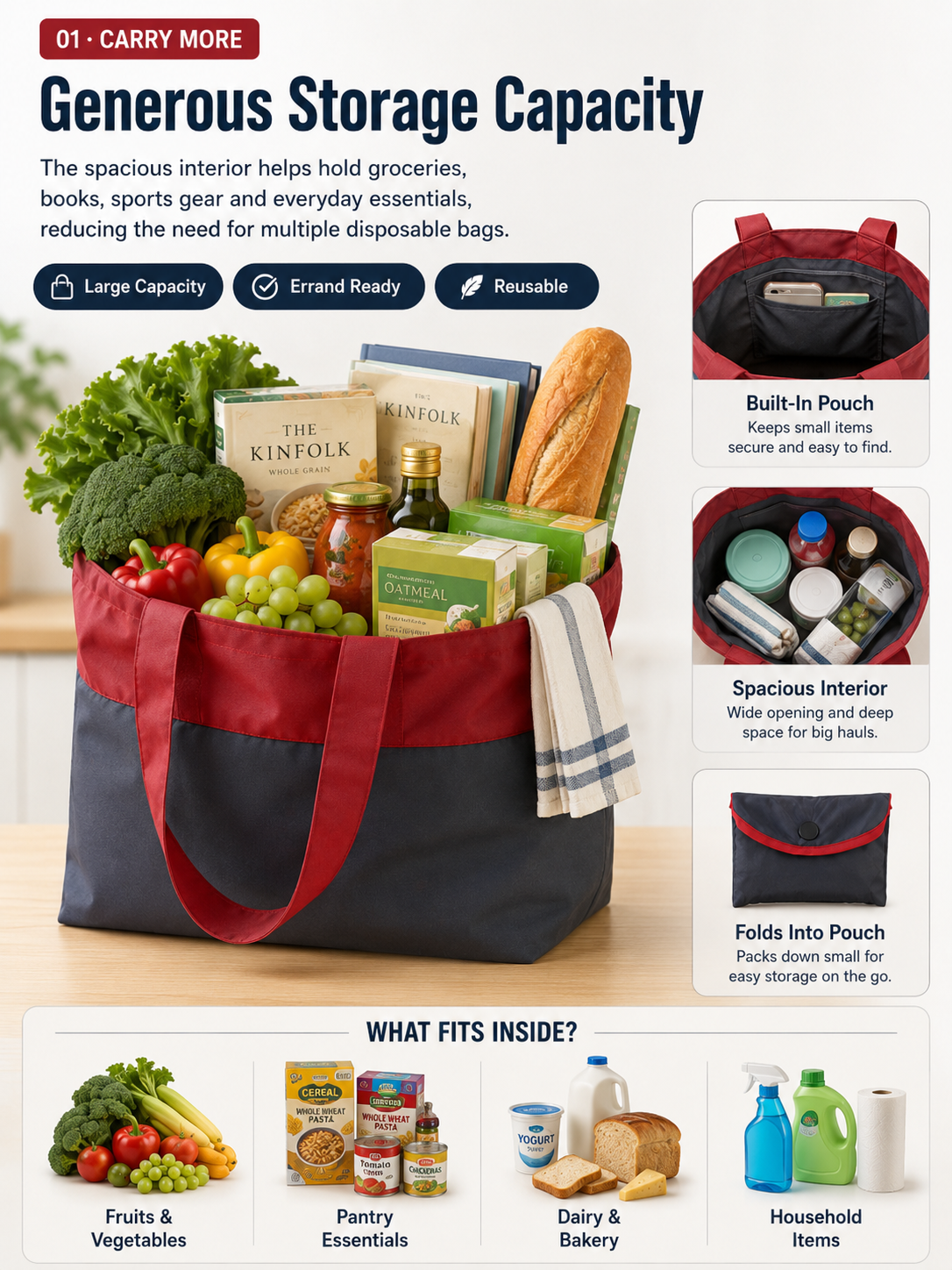 Eco-Friendly Foldable Large Capacity Shopping Bag