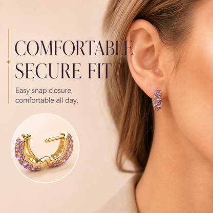 💜 Sparkling Light Purple Zircon Huggie Hoop Earrings