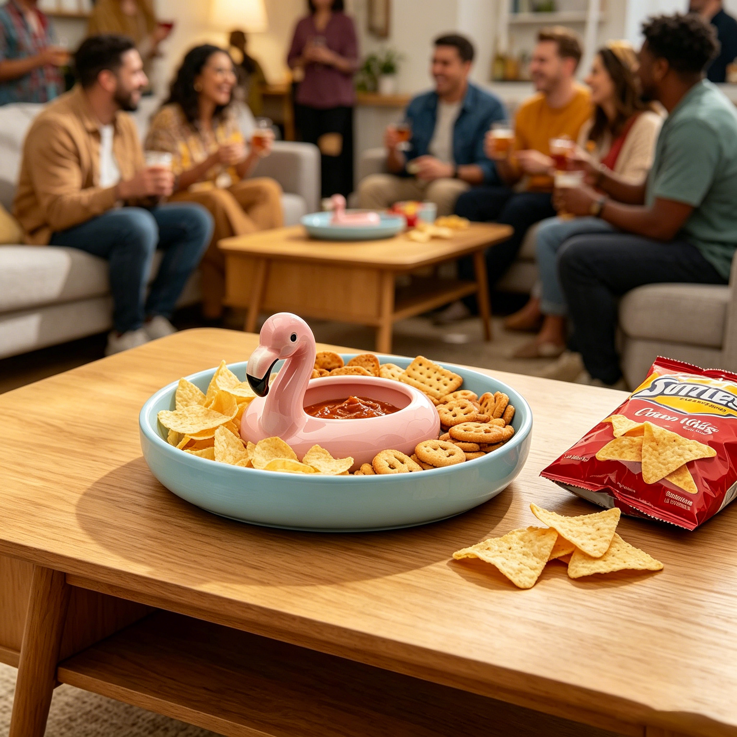Flamingo Pool Float Chip and Dip Platter
