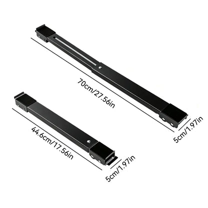Adjustable Telescopic Heavy Duty Metal Frame Appliance Moving Dolly 2-Pack, Lockable Wheels Roller Stand for Washer Dryer, Low Profile 4cm Height, Heavy Load Fit for 44.6-70cm Appliances