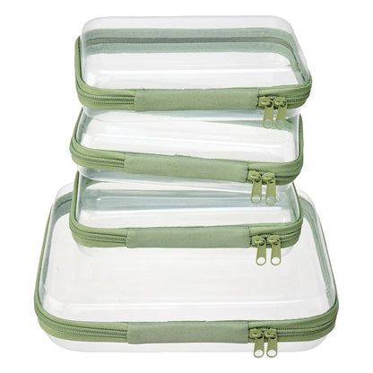 🌟Clear Organizer Storage Box 🌟4PCS Clear Hard Zipper Case PVC Plastic Clear Storage Containers