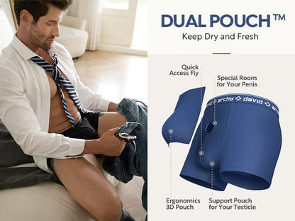 [Father's Day Gift] 🔥Men's Dual Pouch Micro Modal Trunks - 4-Pack Basic 2.5in Spandex Natural Fabric Menswear