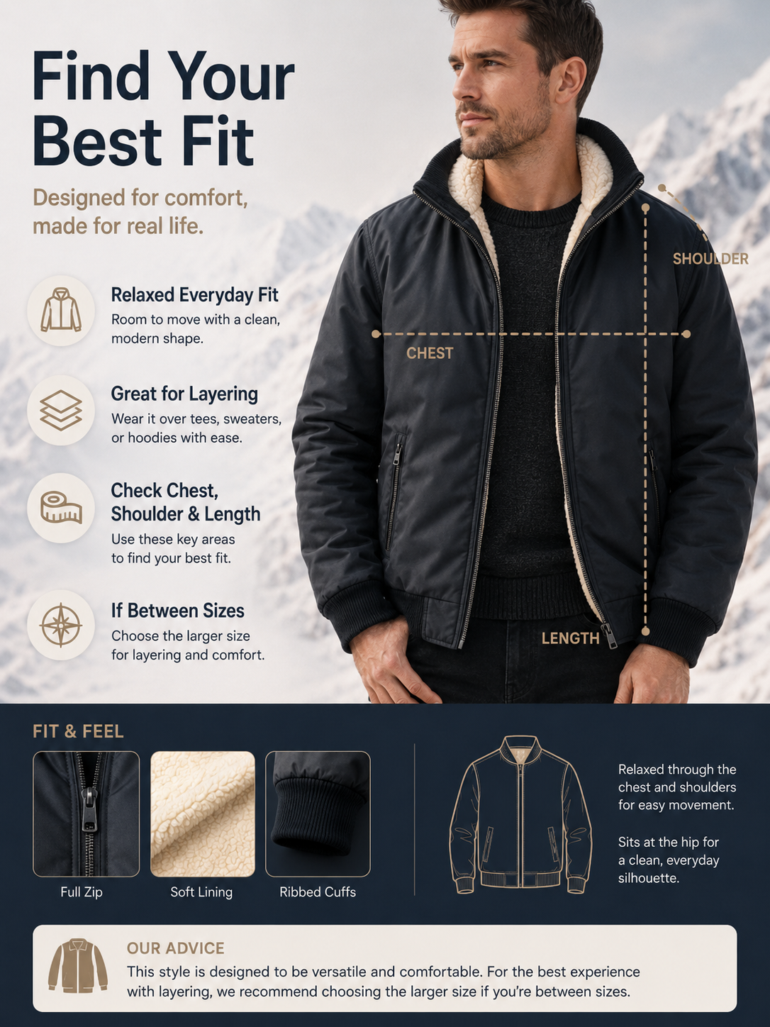 🧥 Men's Wool-Lined Hooded Winter Jacket with Zipper Pockets ❄️