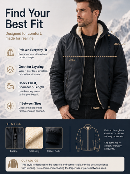 🧥 Men's Wool-Lined Hooded Winter Jacket with Zipper Pockets ❄️