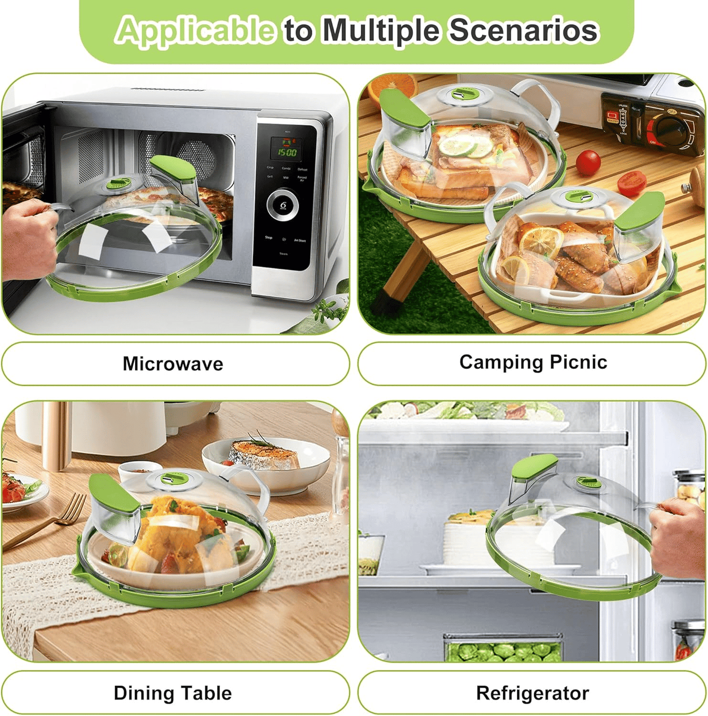 10" Clear Microwave Splatter Cover: Built-in Water Steamer & Steam Vent Lid