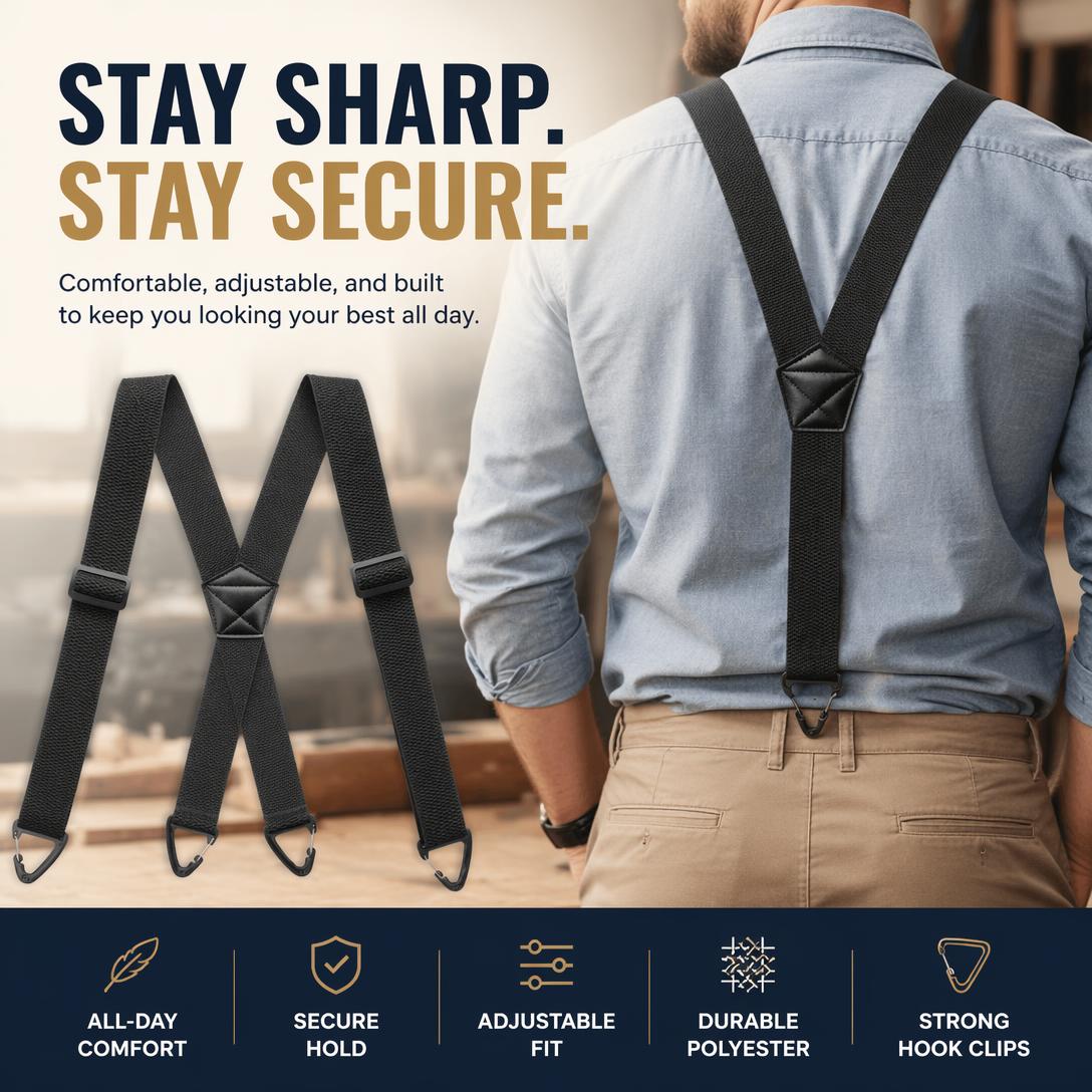 ⏰Men's X-Back Suspenders with Hook Clips