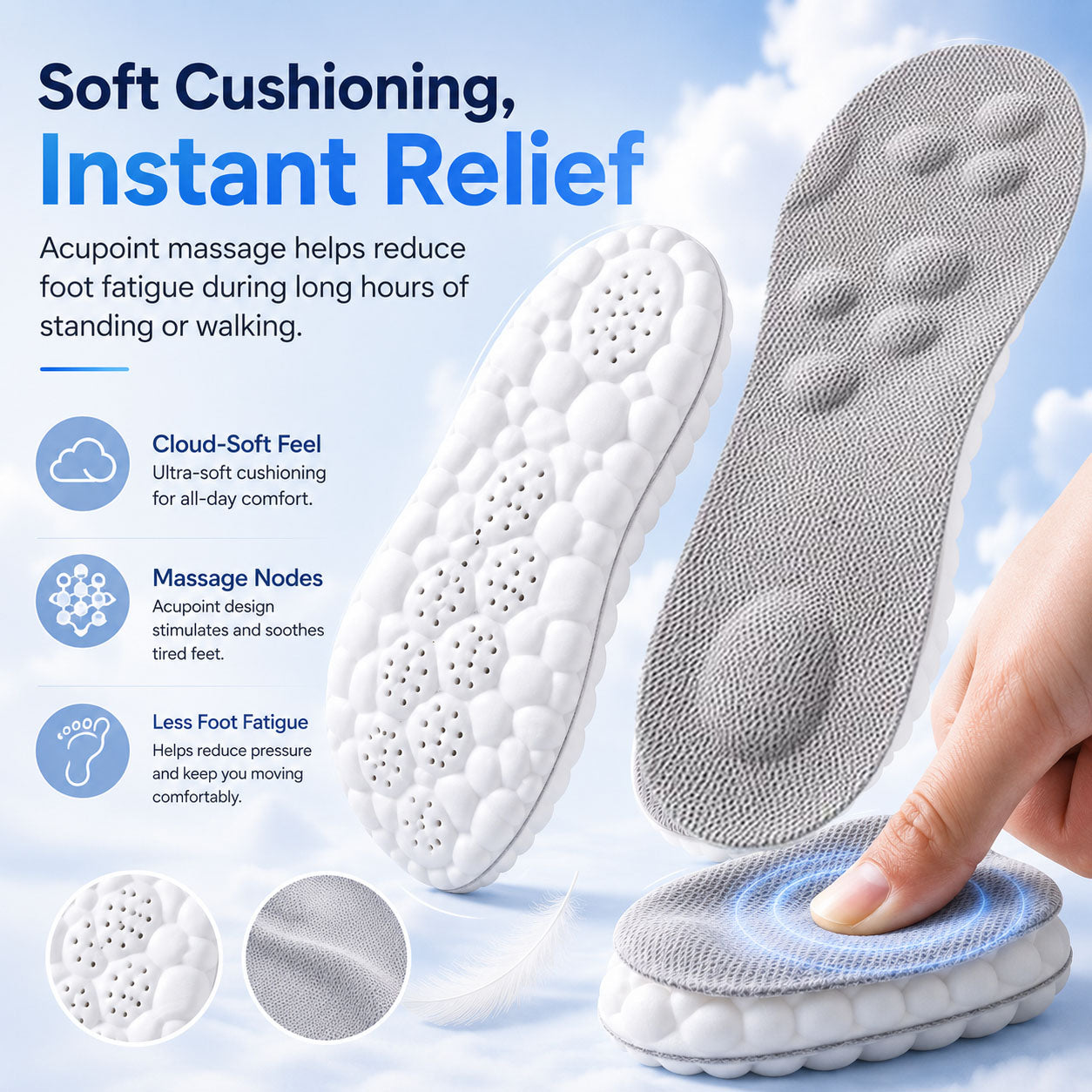 ☁️ 4D Cloud • Ultra-Soft Massage Insoles