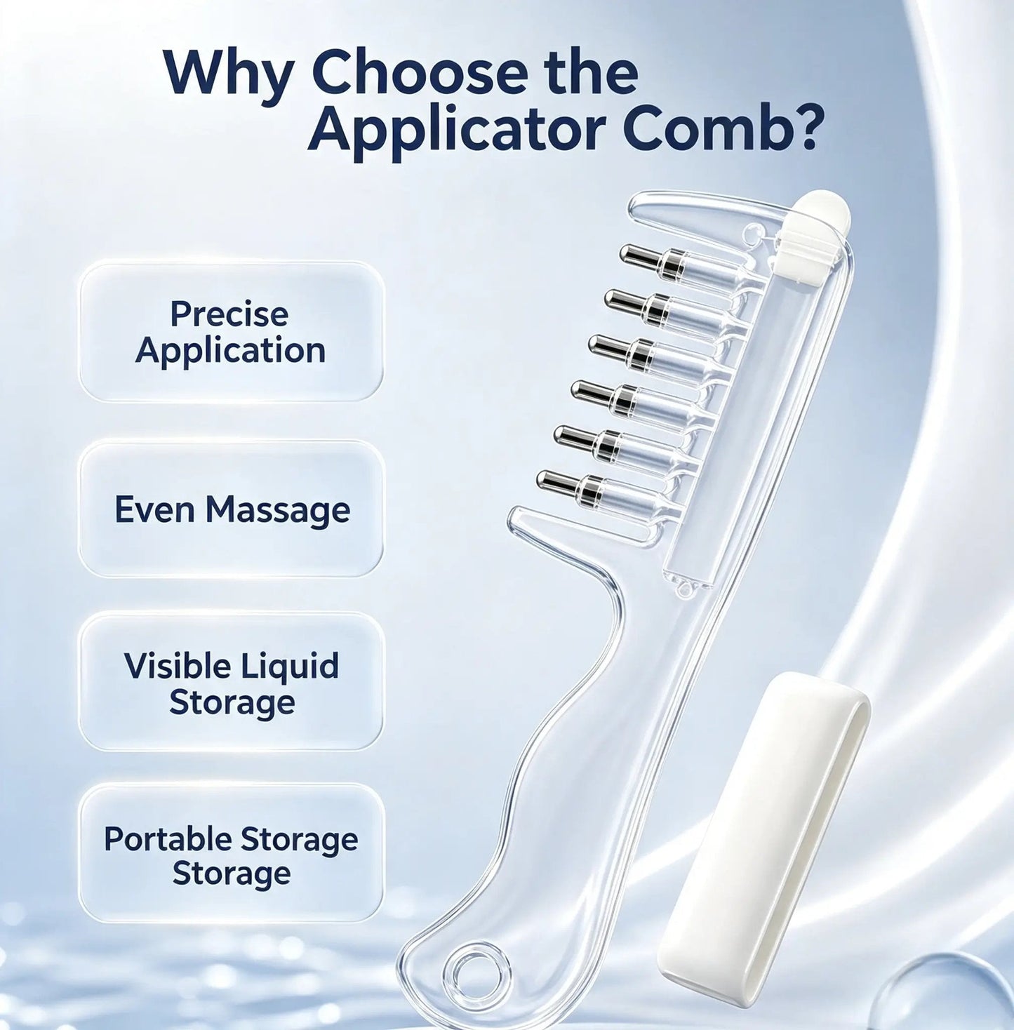 💧Refillable Scalp Oil Applicator Comb – Evenly applies serum to the roots.