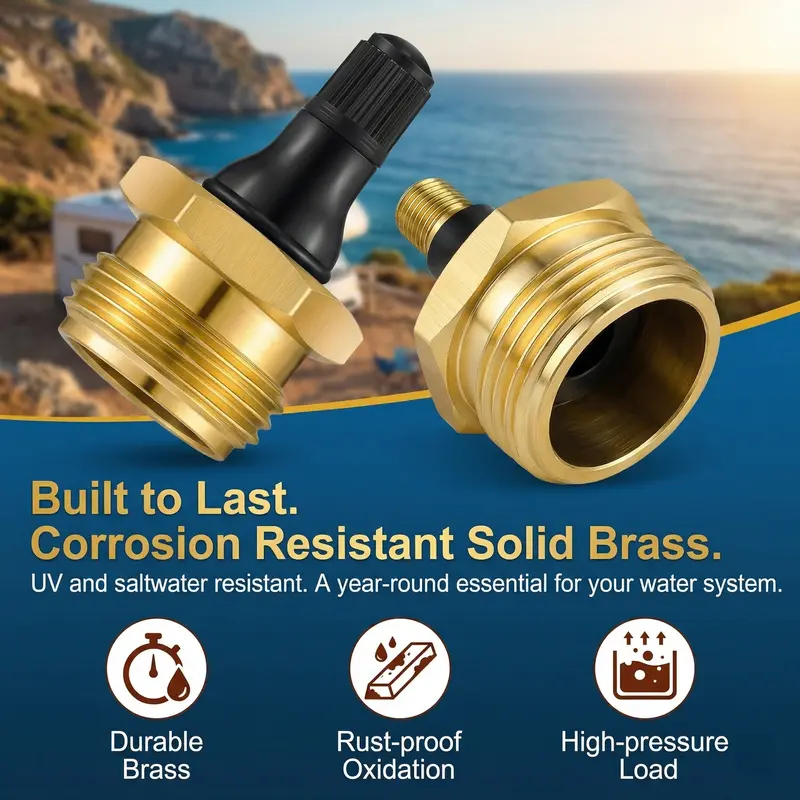 2-PCS RV Water Line Blowout Plug – Brass Air Compressor Winterizing Adapter for RV, Camper, Trailer & Boat Plumbing Systems