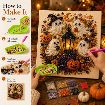 💥 Last Day 49% OFF – 👻✨ Halloween Pearl Art DIY Kit – Turn Tiny Pearls into Spooky-Cute Magic