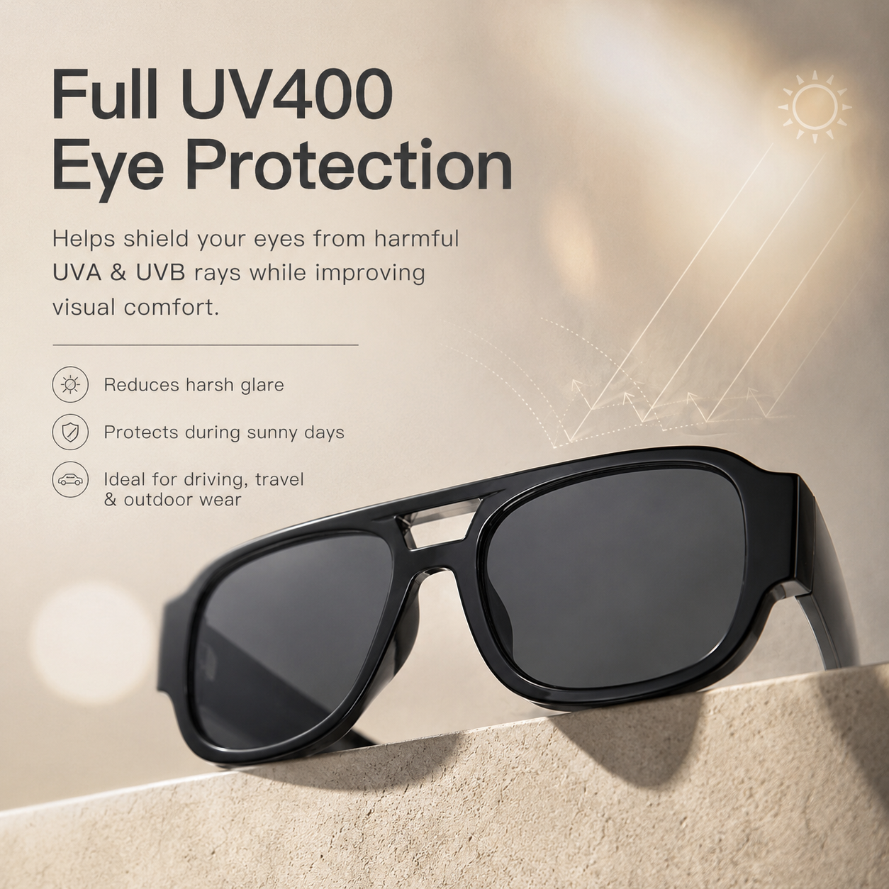 Stylish Aviator Sunglasses for Men and Women , Trendy Rectangle, Fashionable Design, Perfect for Outdoor Activities and Daily Wear