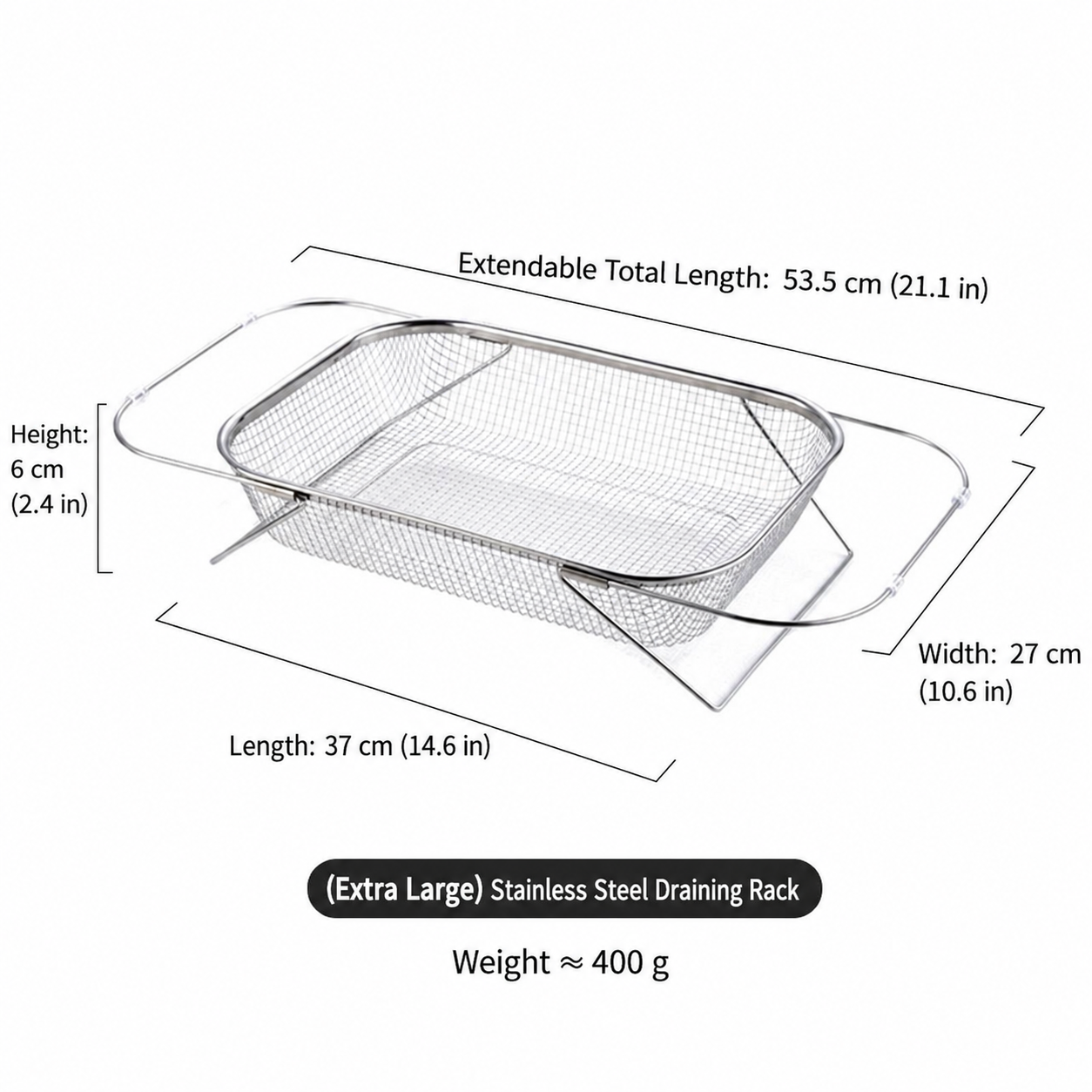 🍝 Expandable Over-the-Sink Fine Mesh Colande