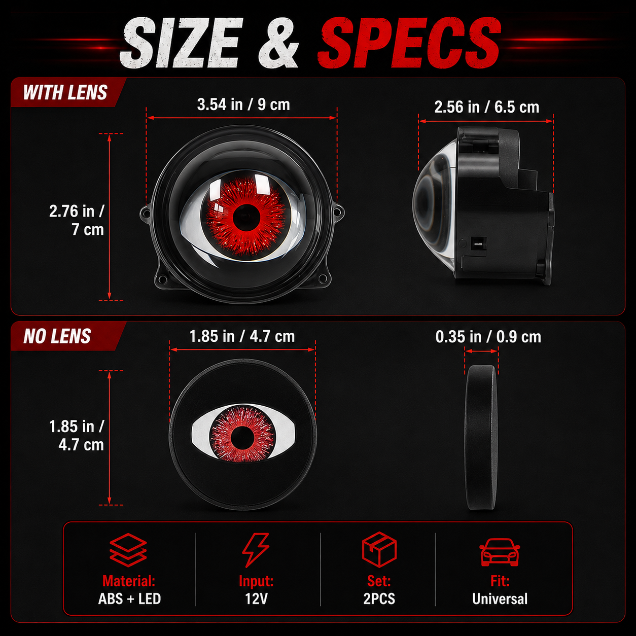 🔥 Dynamic Demon Eye LED Projector Lights – RGB Car Headlight Upgrade for Cars & Motorcycles