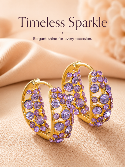 💜 Sparkling Light Purple Zircon Huggie Hoop Earrings