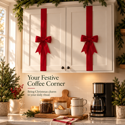 🎄 Christmas Cabinet Door Bow Wraps – Give Your Kitchen a Gift-Wrapped Look