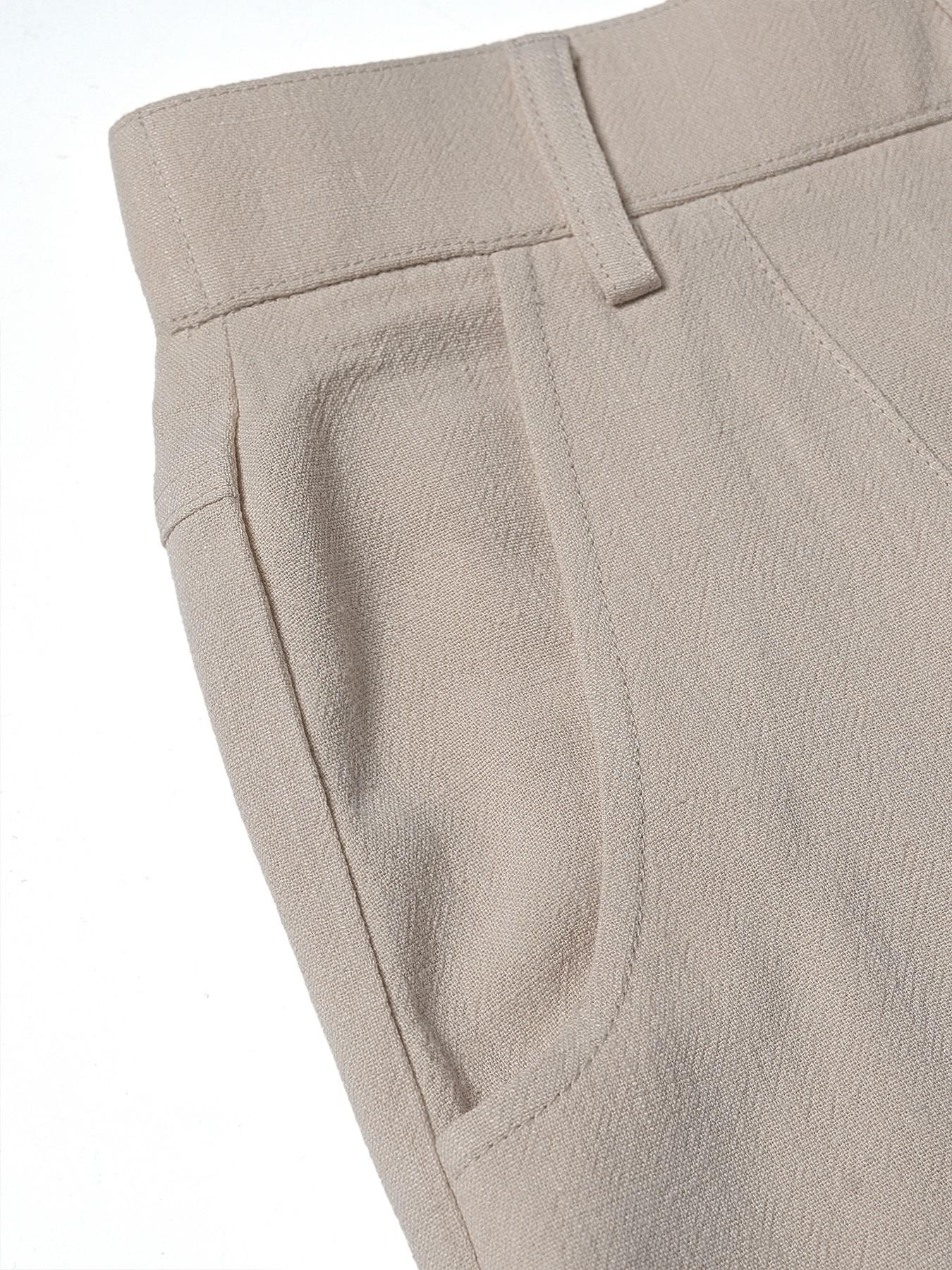 Women's Classical Linen Palazzo Pants Summer Flowy Wide Straight Leg Beach Trousers With Pocket Casual Solid Color Soft Elastic High Waist Lounge Pants