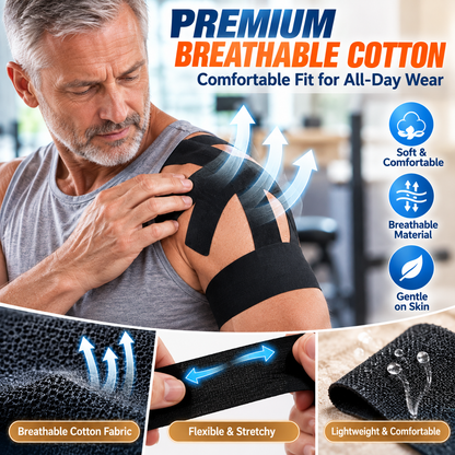 💪 Precut Kinesiology Tape – Senior Shoulder Support 🩹Muscle Strain Relief & Daily Mobility Care for Older Adults 🌿🏃