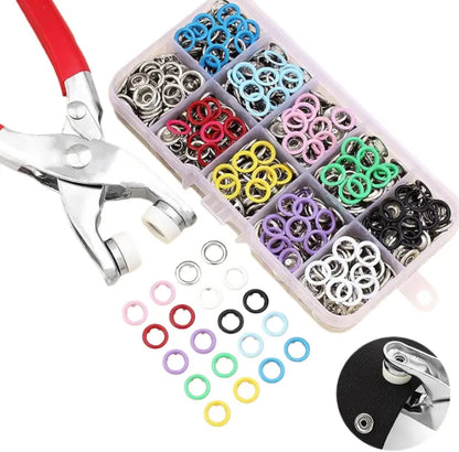 Seamless Stitching Sewing Kit Tools,Including 100pcs Invisible Colored Metal Buckle & 1 Count Manual Pressure Pliers