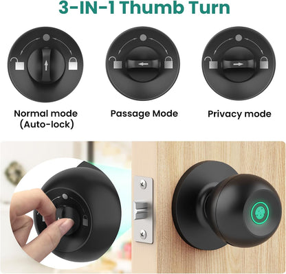 Fingerprint Smart Lock,Keyless Entry Door Lock,Count Smart Door Knob with APP